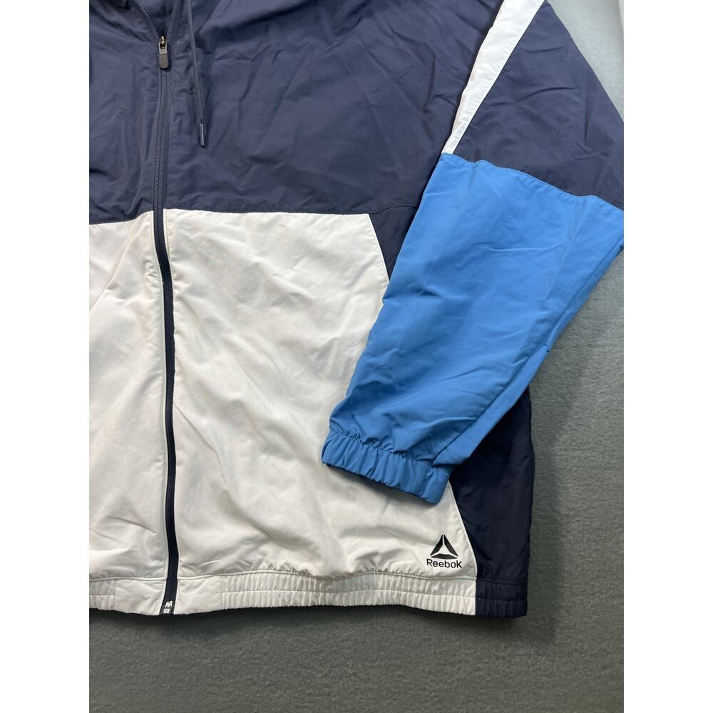 Men's Reebok Blue & White Hooded Track Jacket Size 2XL Activewear - Picture 4 of 7